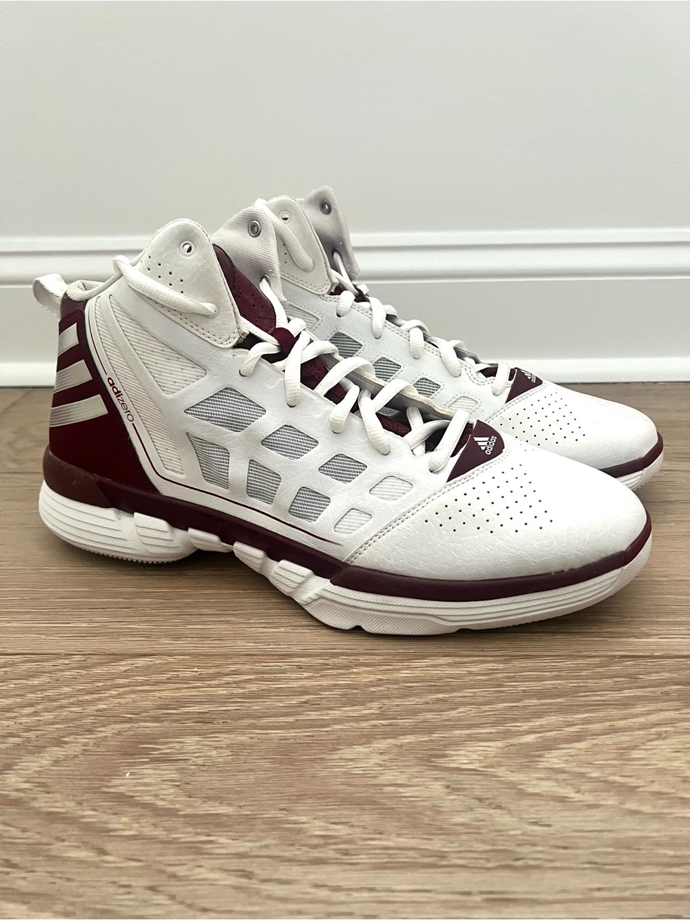 Rare Adidas Adizero D Rose 1 Men’s 13 Basketball White/Red Lace-Up Shoe